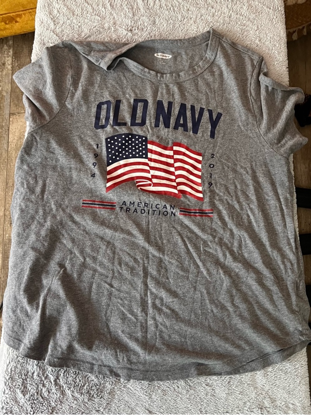 Old Navy Gray Graphic Logo Tee with Navy Letters